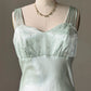 All That Jazz Mint Satin Maxi Dress — Sequin Beaded Bodice & Multi-Strap