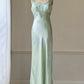 All That Jazz Mint Satin Maxi Dress — Sequin Beaded Bodice & Multi-Strap
