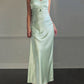 All That Jazz Mint Satin Maxi Dress — Sequin Beaded Bodice & Multi-Strap