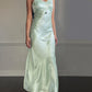 All That Jazz Mint Satin Maxi Dress — Sequin Beaded Bodice & Multi-Strap