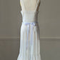 Ivory Pintuck Lace Midi Dress — Satin Ribbon Waist Tie | Vintage 90s