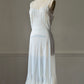Ivory Pintuck Lace Midi Dress — Satin Ribbon Waist Tie | Vintage 90s