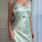 All That Jazz Mint Satin Maxi Dress — Sequin Beaded Bodice & Multi-Strap