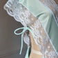 Ice Blue Nylon Maxi Nightgown — Wide Scalloped Lace Collar & Open Cutout Sides