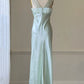 All That Jazz Mint Satin Maxi Dress — Sequin Beaded Bodice & Multi-Strap