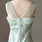 All That Jazz Mint Satin Maxi Dress — Sequin Beaded Bodice & Multi-Strap