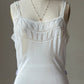 Ivory Pintuck Lace Midi Dress — Satin Ribbon Waist Tie | Vintage 90s