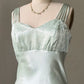 All That Jazz Mint Satin Maxi Dress — Sequin Beaded Bodice & Multi-Strap