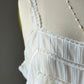 Ivory Pintuck Lace Midi Dress — Satin Ribbon Waist Tie | Vintage 90s
