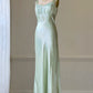 All That Jazz Mint Satin Maxi Dress — Sequin Beaded Bodice & Multi-Strap