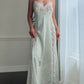 Jolie Two Pearl Sage Nylon Lace Panel Slip Dress — Floral Lace & Jacquard