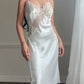 Victoria's Secret White Satin Maxi Slip Dress — Lace Appliqué Bodice