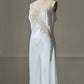 Victoria's Secret White Satin Maxi Slip Dress — Lace Appliqué Bodice