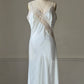 Victoria's Secret White Satin Maxi Slip Dress — Lace Appliqué Bodice