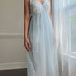 Baby Blue Sheer Daisy Lace Maxi Nightgown — Floral Embroidered Bodice