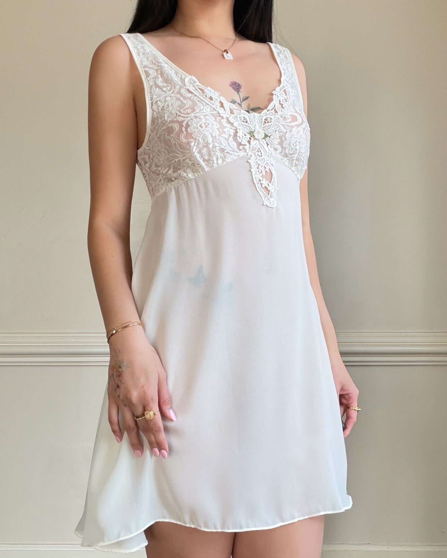 Vintage Cinema Etoile Lace Babydoll Slip Dress