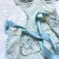 Victoria’s Secret Milkmaid Sky Blue Slips featuring Embossed Floral Embroidery