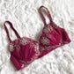 Deep Maroon Underwired Brassiere featuring Baroque Floral Embroidery