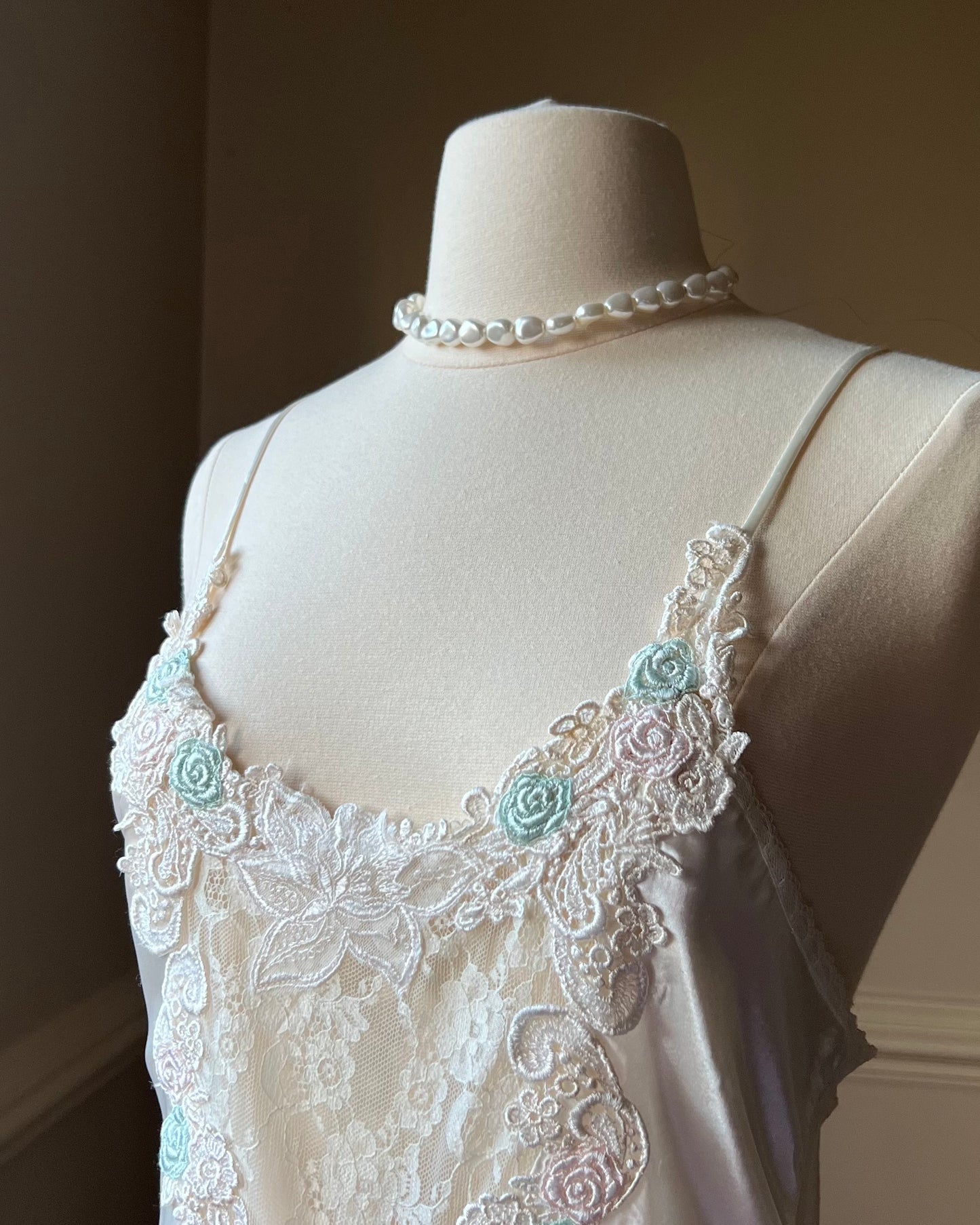 Vintage 80's Victoria's Secret Silk Bodysuit with a Beautiful Pastel Rosettes