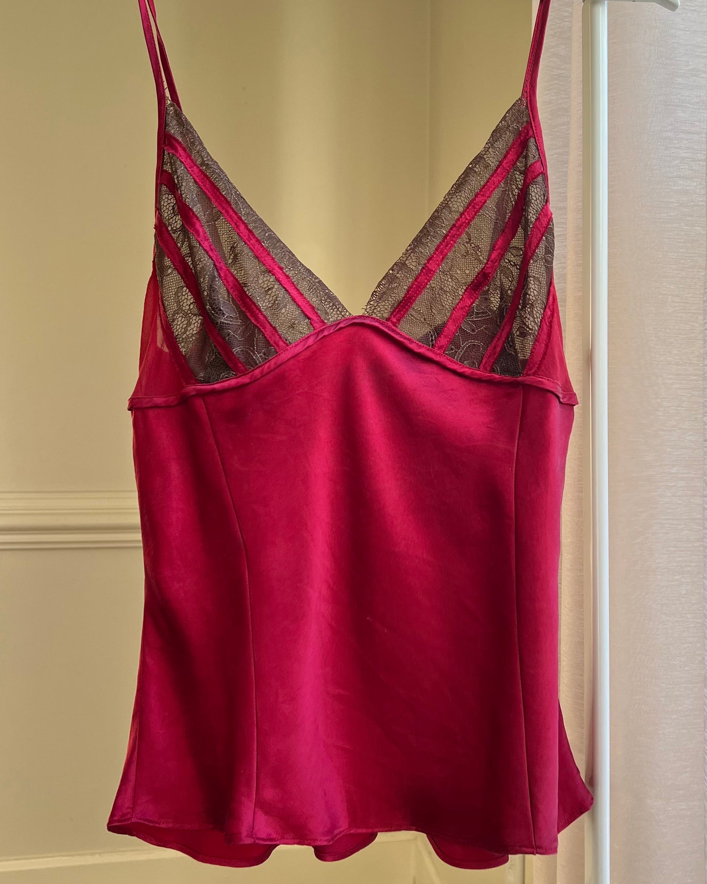 Victoria’s Secret Silk Camisole with Sheer Black Lace Cups