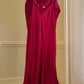 Victoria’s Secret Ruby Red Satin Slip Dress features Embroidered Floral Gold