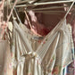 Stunning Vintage 90's Dior Maxi Satin Dress featuring Rosette Pattern with Pinstripes