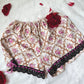 Satin Short featuring Brocade Pattern with Lace Trimmings
