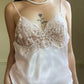 Vintage Satin Dilky Dusty Rose Cami Top with Floral Lace