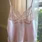 Vintage Satin Dilky Dusty Rose Cami Top with Floral Lace