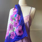 Luxury Vintage Valentino Silk Scarf with Purple Flowers Details