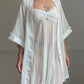 Vera Wang for Fidelta White Peignoir Set — Mesh Chemise & Satin Robe