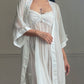 Vera Wang for Fidelta White Peignoir Set — Mesh Chemise & Satin Robe