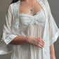 Vera Wang for Fidelta White Peignoir Set — Mesh Chemise & Satin Robe