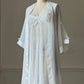 Vera Wang for Fidelta White Peignoir Set — Mesh Chemise & Satin Robe