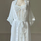 Vera Wang for Fidelta White Peignoir Set — Mesh Chemise & Satin Robe