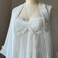Vera Wang for Fidelta White Peignoir Set — Mesh Chemise & Satin Robe