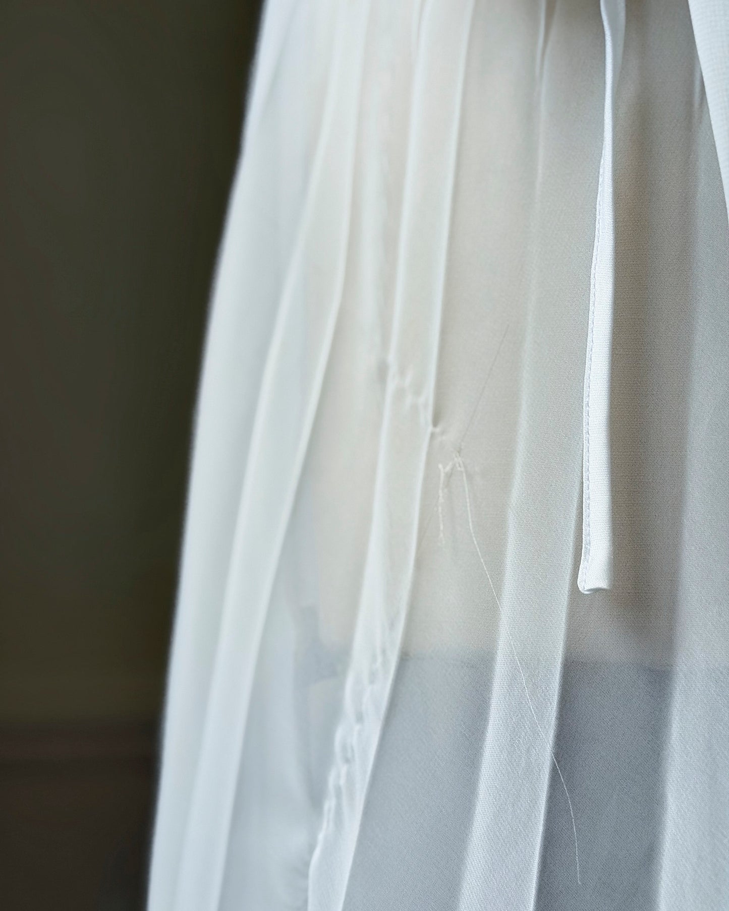 Vera Wang for Fidelta White Peignoir Set — Mesh Chemise & Satin Robe