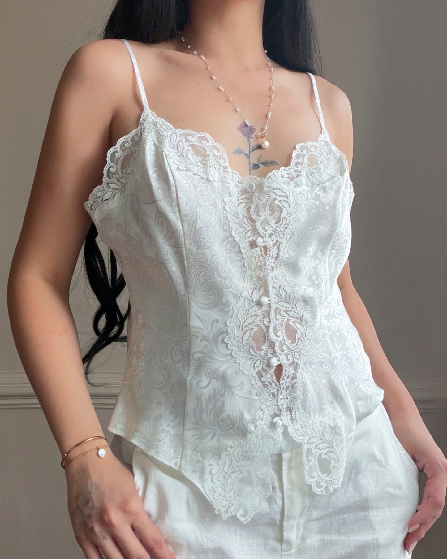 Victoria's Secret White Jacquard Bralette Top — Lace Front Panel