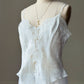 Victoria's Secret White Jacquard Bralette Top — Lace Front Panel