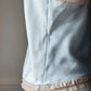Vintage Dior Baby Blue Satin Cami — V-Neck Champagne Lace Trim & CD Monogram