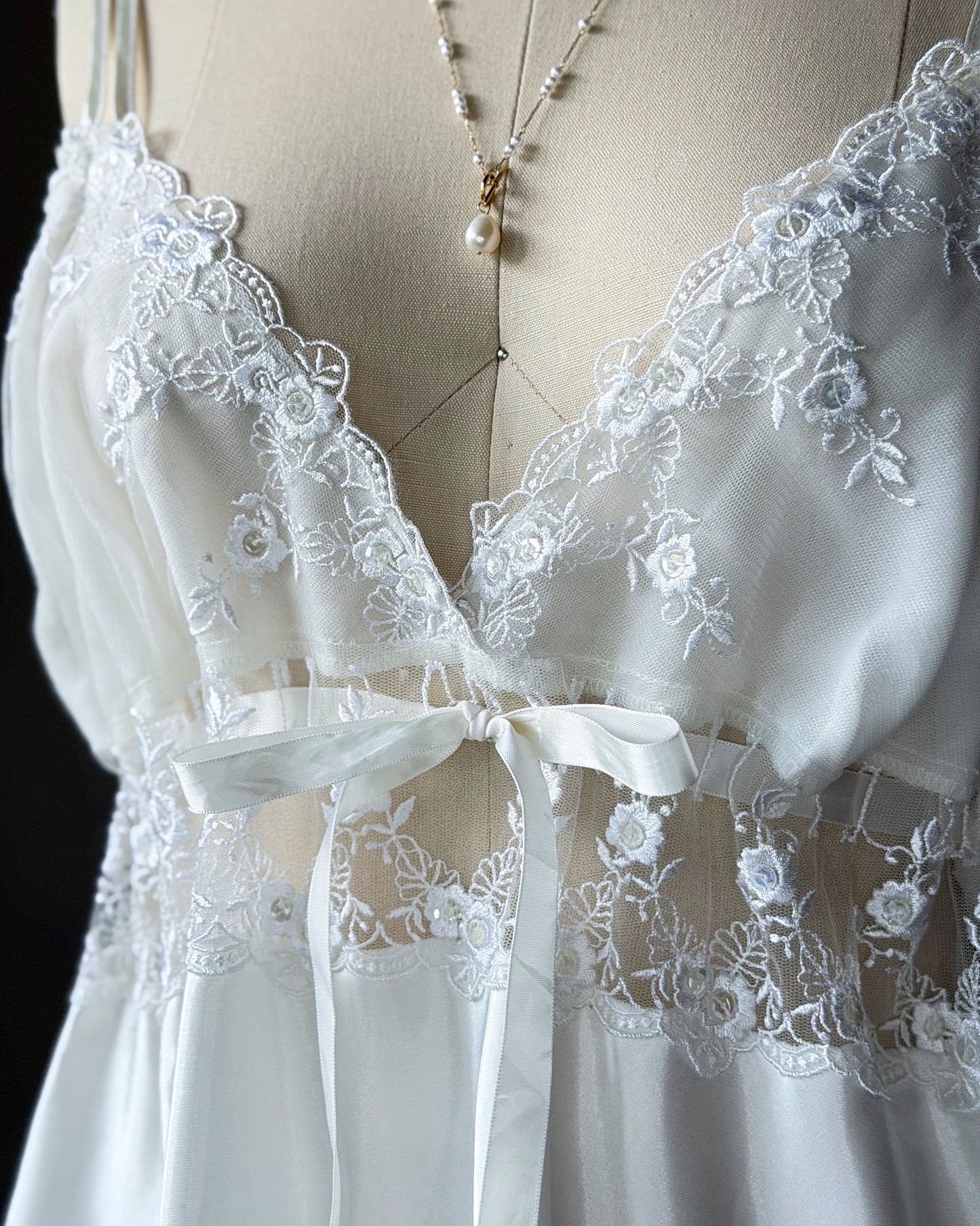 Secret Treasures Ivory Babydoll Camisole — Floral Lace Trim