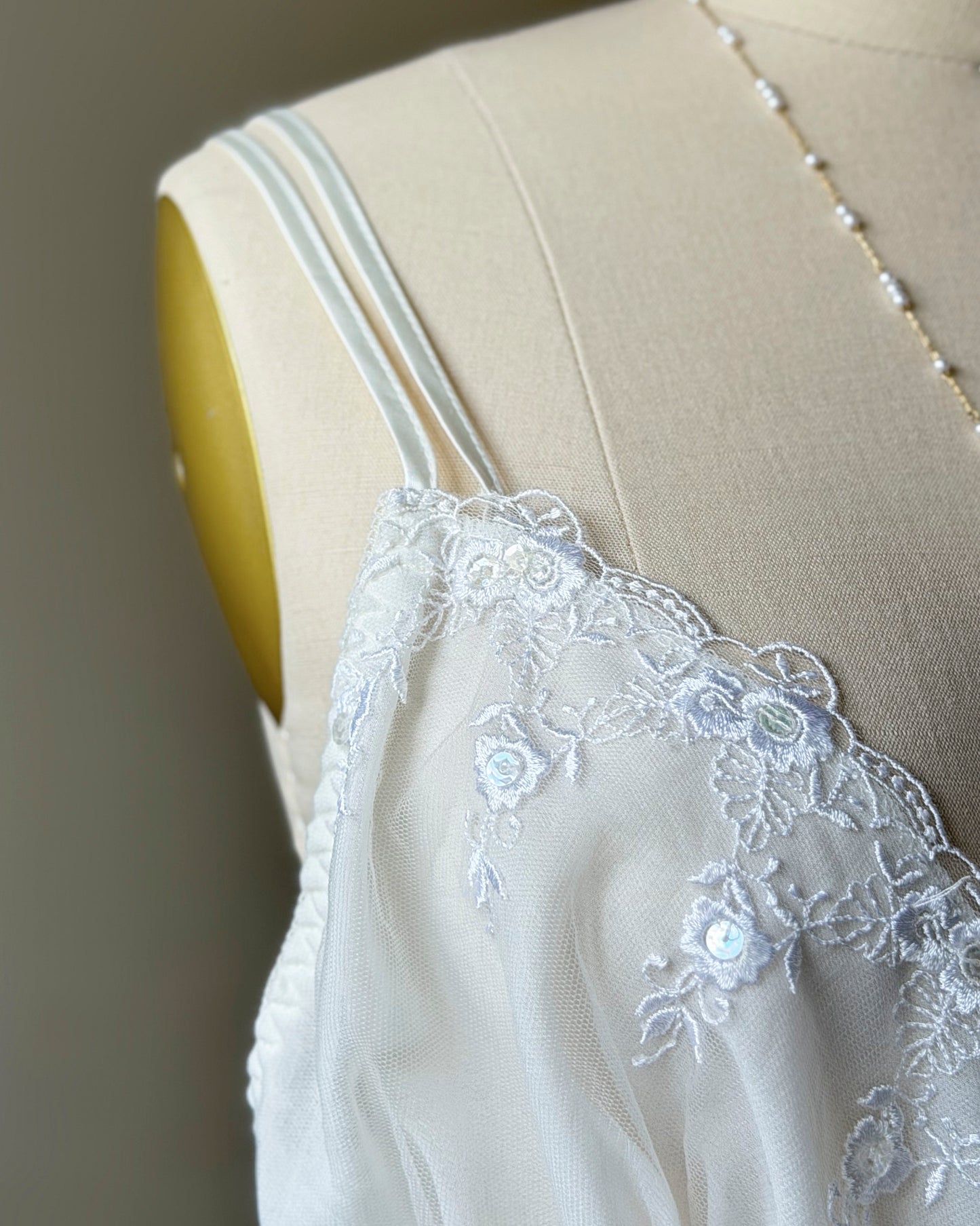 Secret Treasures Ivory Babydoll Camisole — Floral Lace Trim