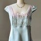 Victoria's Secret Mint Satin Camisole — Pink Lace Trim & Bow Detail