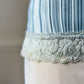 Baby Blue Accordion Pleated Satin Cami — Lace Square Neckline & Hem Trim
