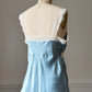Powder Blue Silk Wrap Cami — Wide Cream Lace Trim & Ribbon Bow Waist