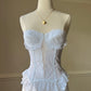 Ethereal Fairy Sheer Strapless Corset featuring Laced Bodice with Ruffled Trimmings