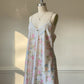 Vintage California Dynasty floral satin slip dress – pastel lace lingerie mini