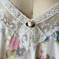 Vintage California Dynasty floral satin slip dress – pastel lace lingerie mini