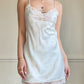 Vintage Floral Slip Dress – Ivory Satin Lace Trim Mini Lingerie