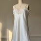 Vintage Floral Slip Dress – Ivory Satin Lace Trim Mini Lingerie